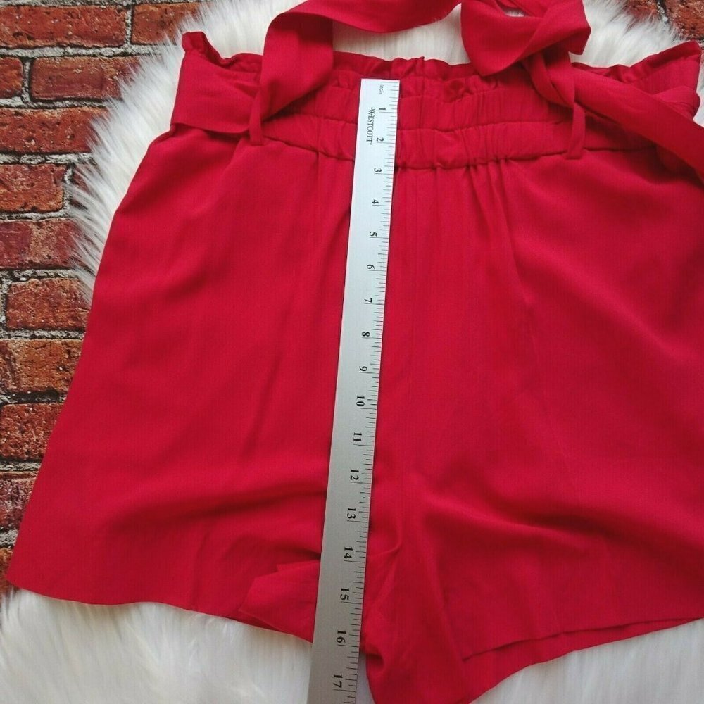 J. Crew Women's Paperbag Shorts Red Tie Waist Sash Pull-On Fashion Chic Size M - Picture 11 of 13
